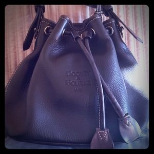 Vintage Bucket drawstring D&B Black Leather Bag sm